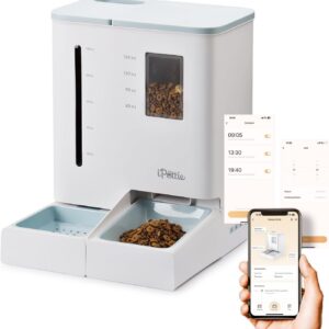 iPettie FW54 5G/2.4GHz WiFi Automatic Feeder and Waterer 2-in-1 Set for Pets, 300 oz Large Capacity for 2 Weeks, Perfect for Working Parents