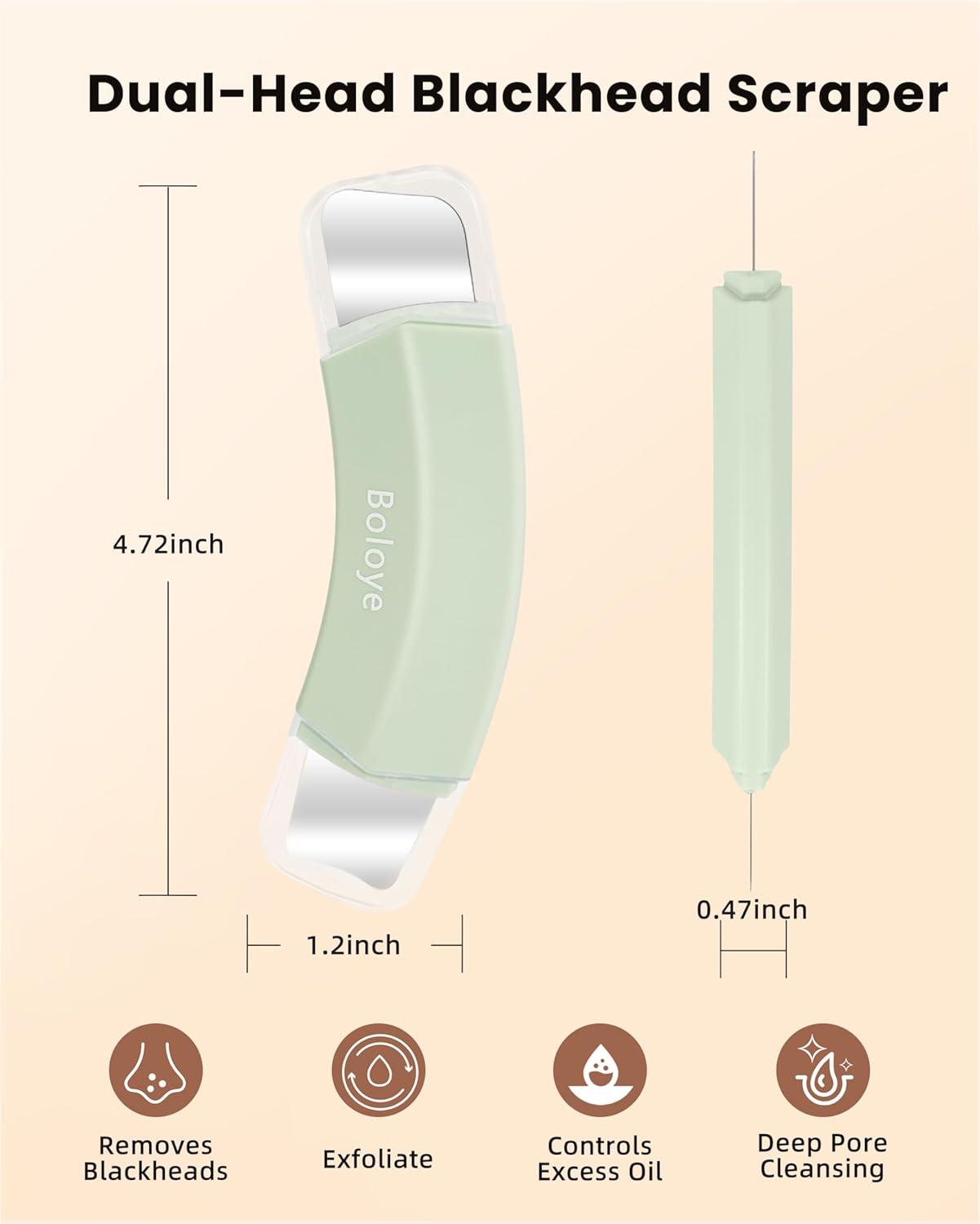 Boloye Blackhead Remover Tool – Dual-Head Face Scraper & Pore Cleaner for Deep Facial Cleansing, Nose Scraper for Nose & T-Zone, Skin Care Tool for Men and Women - Image 7