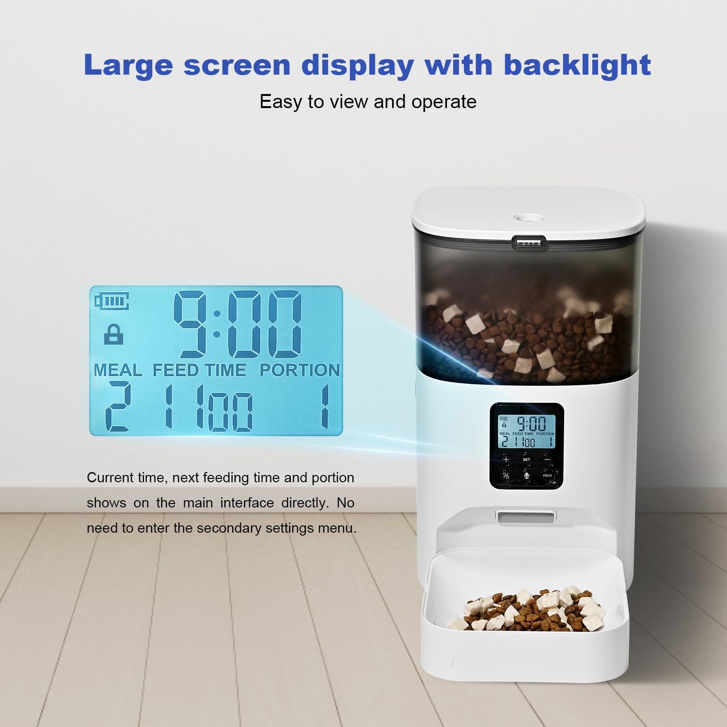ANDOLL HOME Automatic Cat Feeder, 4L Cat Food Dispenser with 10s Voice Recorder, Pet Feeder up to 8 Meals per Day, Timed Dog Feeder with Dry Food Sealed Ring - Image 7