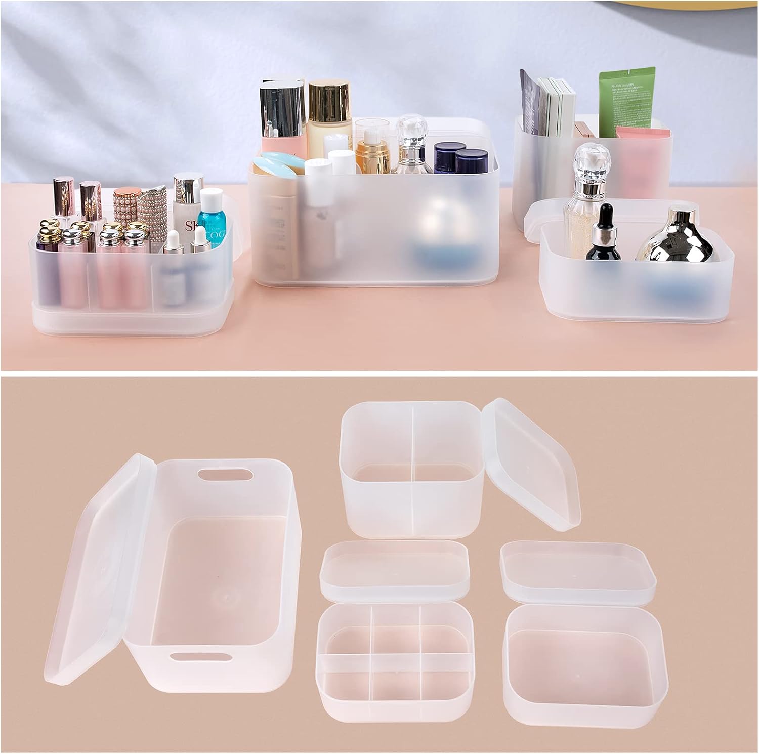 OCHEAL Makeup Organizer Case,Stackable Clear Makeup Organizer Holder, Multi-size Makeup Case Vanity Storage Holder Set for Makeup, Jewelry, toiletries,Makeup Artist Must Have - Image 4