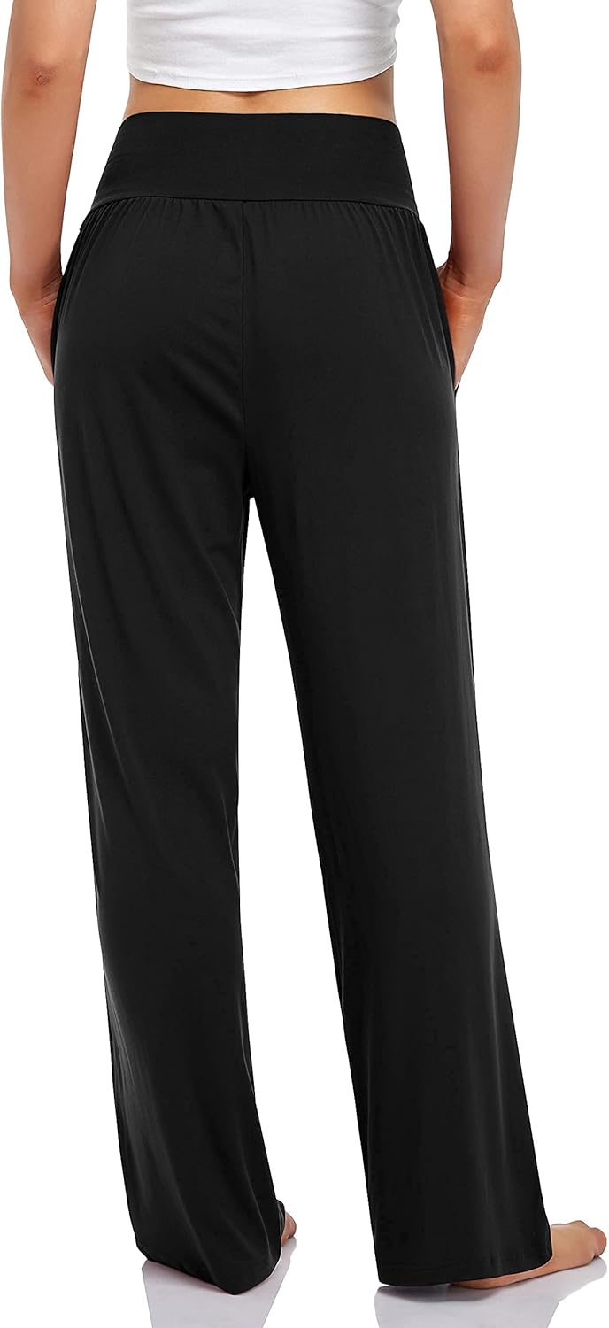 UEU Women's Casual Loose Wide Leg Cozy Pants Yoga Sweatpants Comfy High Waisted Sports Athletic Lounge Pants with Pockets - Image 3