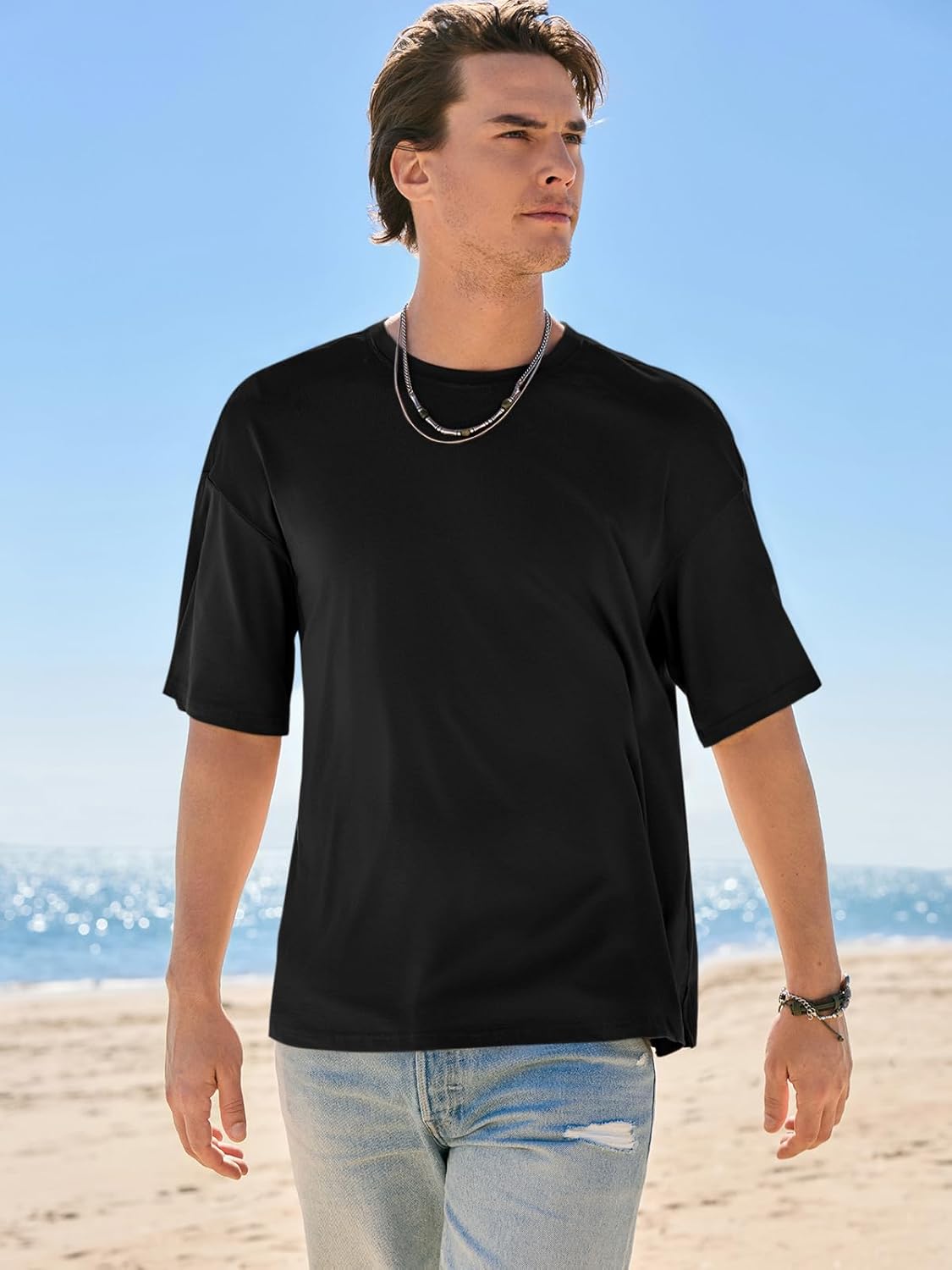 Runcati Mens Casual T-Shirts Short Sleeve Lightweight Oversized Summer Cotton Tee Beach Crew Neck Tops - Image 4