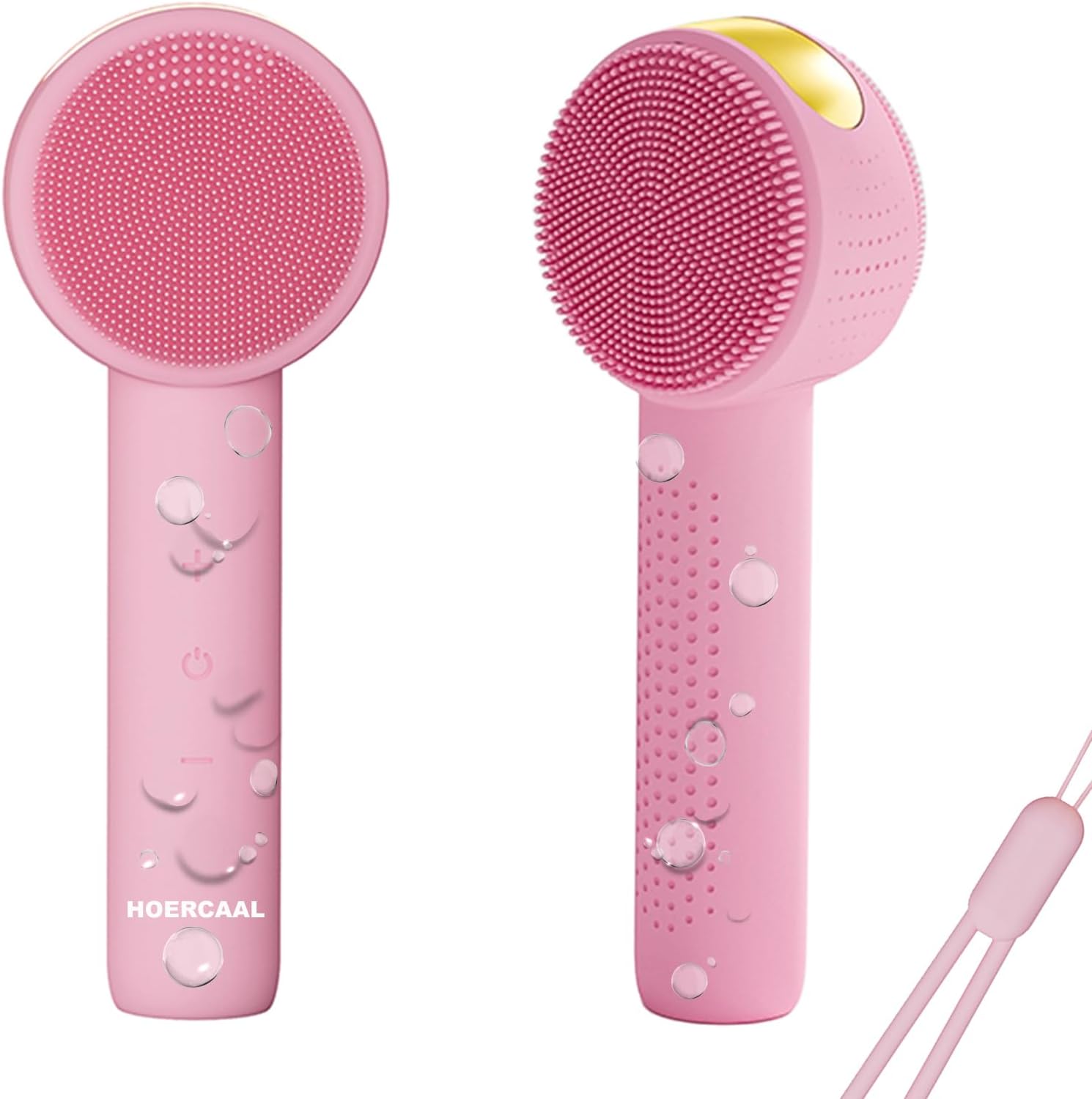 Facial Cleansing Brush Electric – Rechargeable Silicone Face Scrubber, Waterproof Vibrating Cleaner with 5 Adjustable Intensities for Deep Cleansing and Exfoliation (Pink)