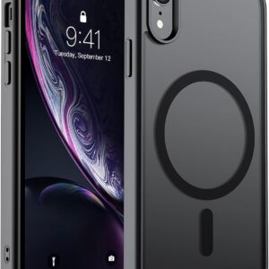 SUPFINE Magnetic for iPhone XR Phone Case(Compatible with MagSafe)(Military Grade Drop Protection) Slim Translucent Matte Shockproof with Anti-Fingerprint Phone Cover,Black