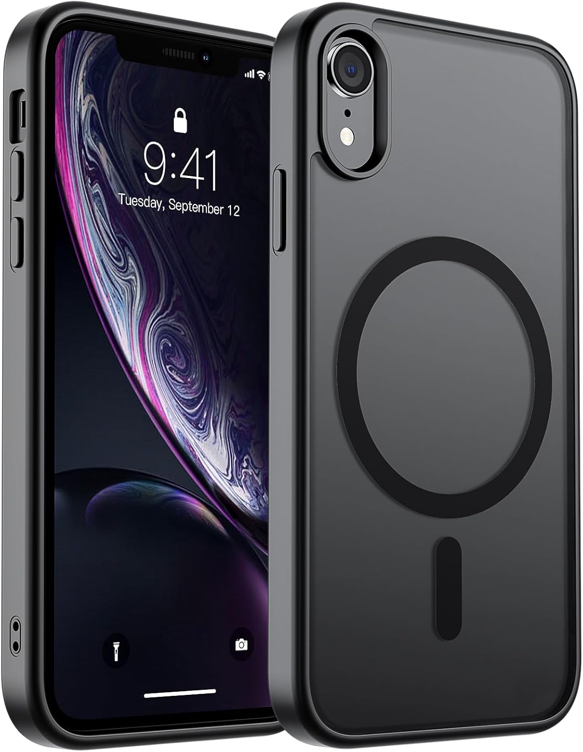 SUPFINE Magnetic for iPhone XR Phone Case(Compatible with MagSafe)(Military Grade Drop Protection) Slim Translucent Matte Shockproof with Anti-Fingerprint Phone Cover,Black