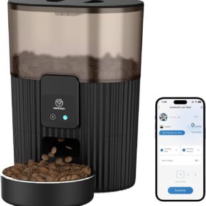 PAPIFEED Automatic Cat Feeder with App, 2.4G WiFi Cat Food Dispenser, 3L Slow Feeder Timed Cat Feeders for Dry Food, 10 Meals/Day, 6 Portions/Meal, Dual Power Supply Smart Pet Feeder for Small Dog