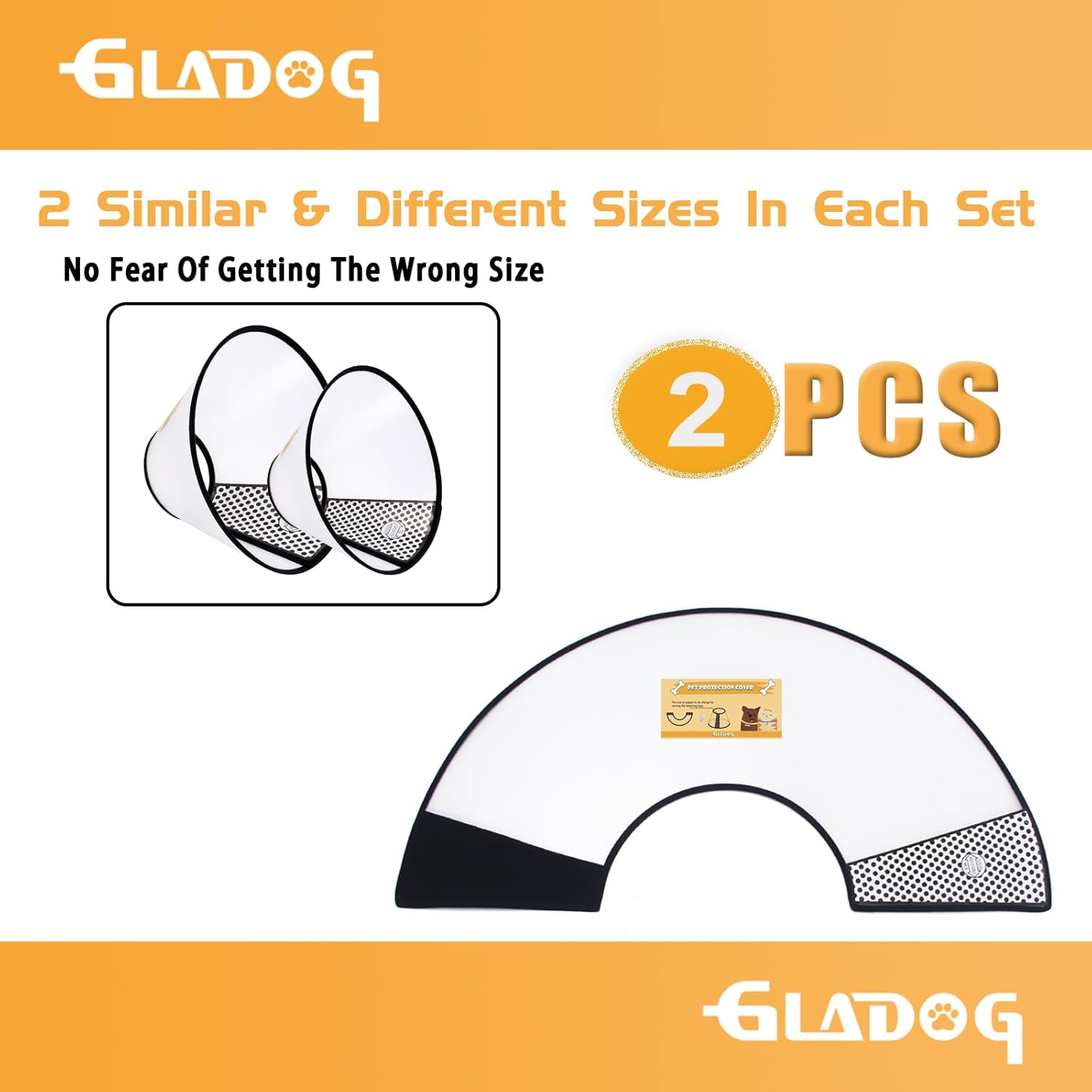 Soft Dog Cone Collar, 2 PCS (for Right Size) Flexible Plastic Cone for Dogs After Surgery, Dog Recovery Collar, Adjustable E-Collar for Large/Medium/Small Dogs Cat, Comfy Elizabethan Collar (M) - Image 2