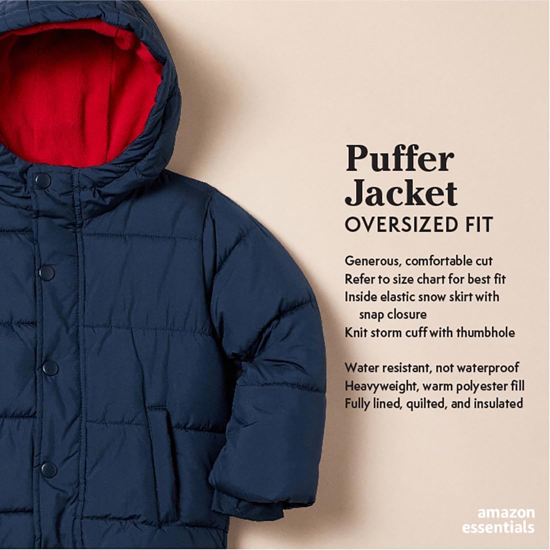 Amazon Essentials Babies, Toddlers, and Boys' Heavyweight Hooded Puffer Jacket - Image 2
