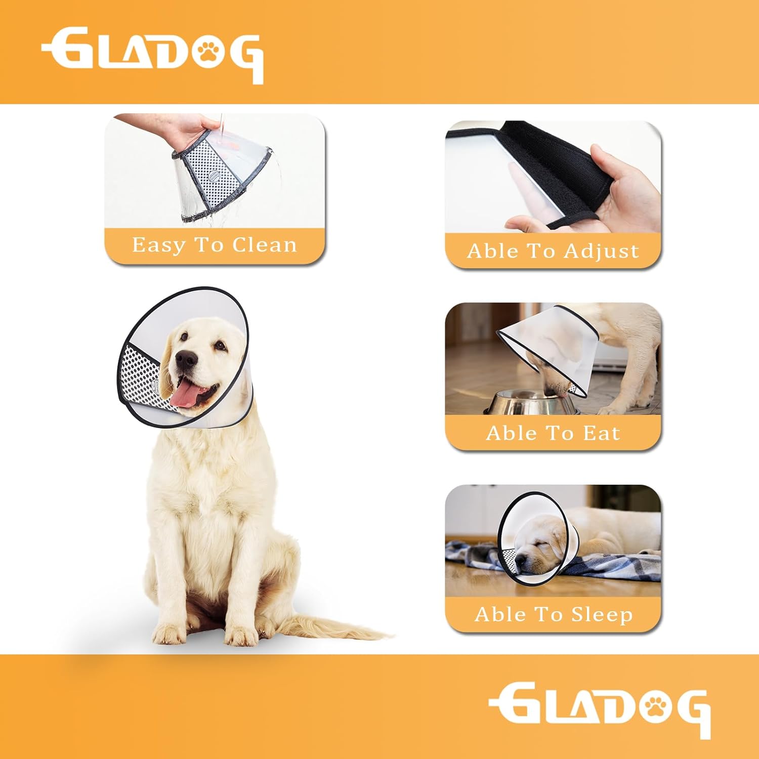 Soft Dog Cone Collar, 2 PCS (for Right Size) Flexible Plastic Cone for Dogs After Surgery, Dog Recovery Collar, Adjustable E-Collar for Large/Medium/Small Dogs Cat, Comfy Elizabethan Collar (M) - Image 3