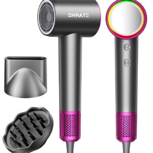 SHRATE Professional High Speed Ionic Hair Dryer | Ultra-Fast Drying | 500 Million Negative Ions | Low Noise | 160000 RPM | Compact Blow Dryer with Magnetic Diffuser for Faster Drying All Hair Types