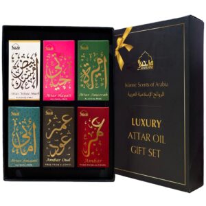 Dukhni Luxury Attar Set | Premium Arabic Perfume Oils | 6 Travel-Size Roller Perfume | Non-Alcoholic & Vegan | Unisex Collection with premium packaging, Perfect for Gifting & Special Occasions