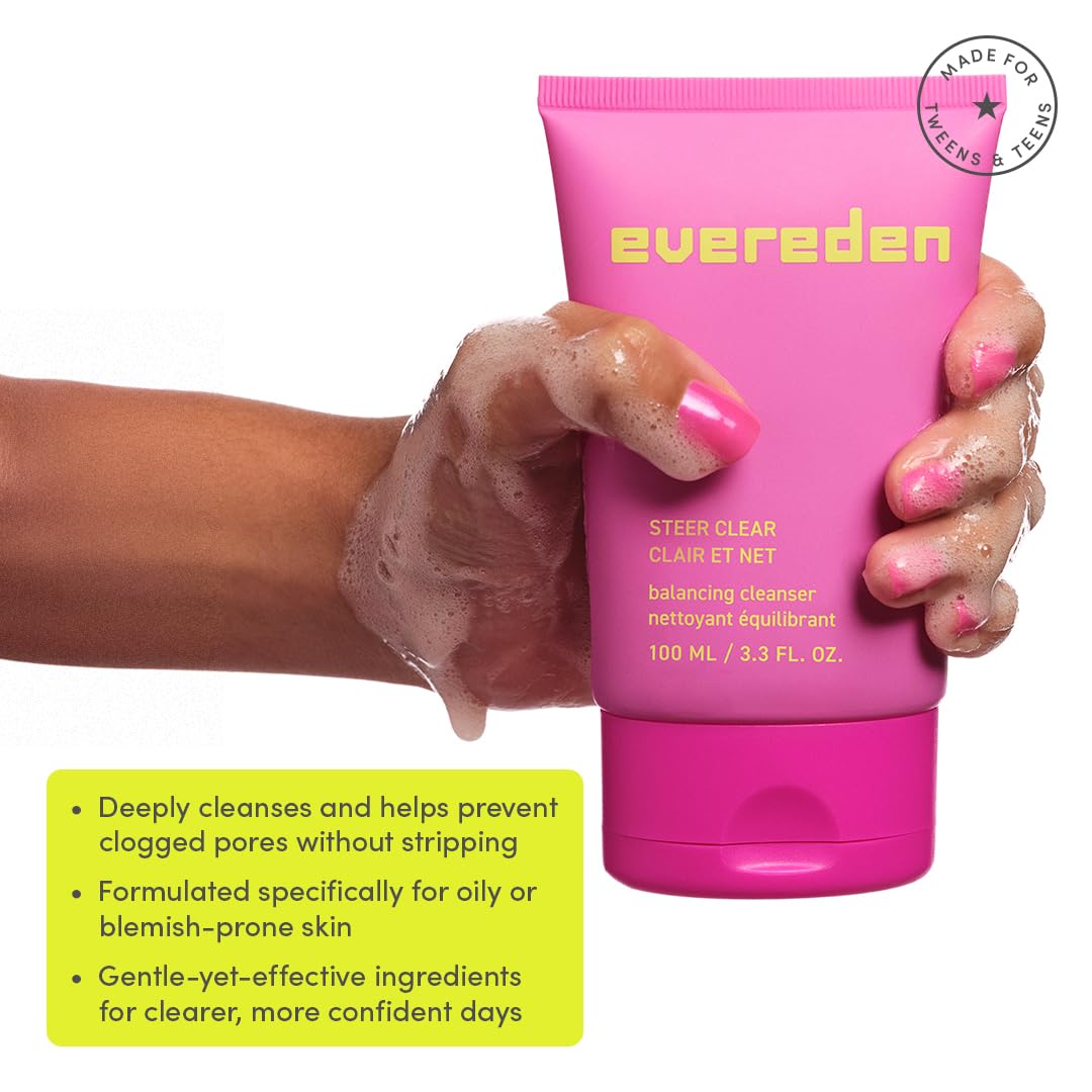 Evereden Steer Clear Balancing Jelly Cleanser for Teens: Clean & Vegan Teen Skin Care for Oily & Pimple-Prone Skin - Pre Teen Face Wash - Gently Cleanses Pores Without Drying - Tweens 10-12 and Beyond - Image 2