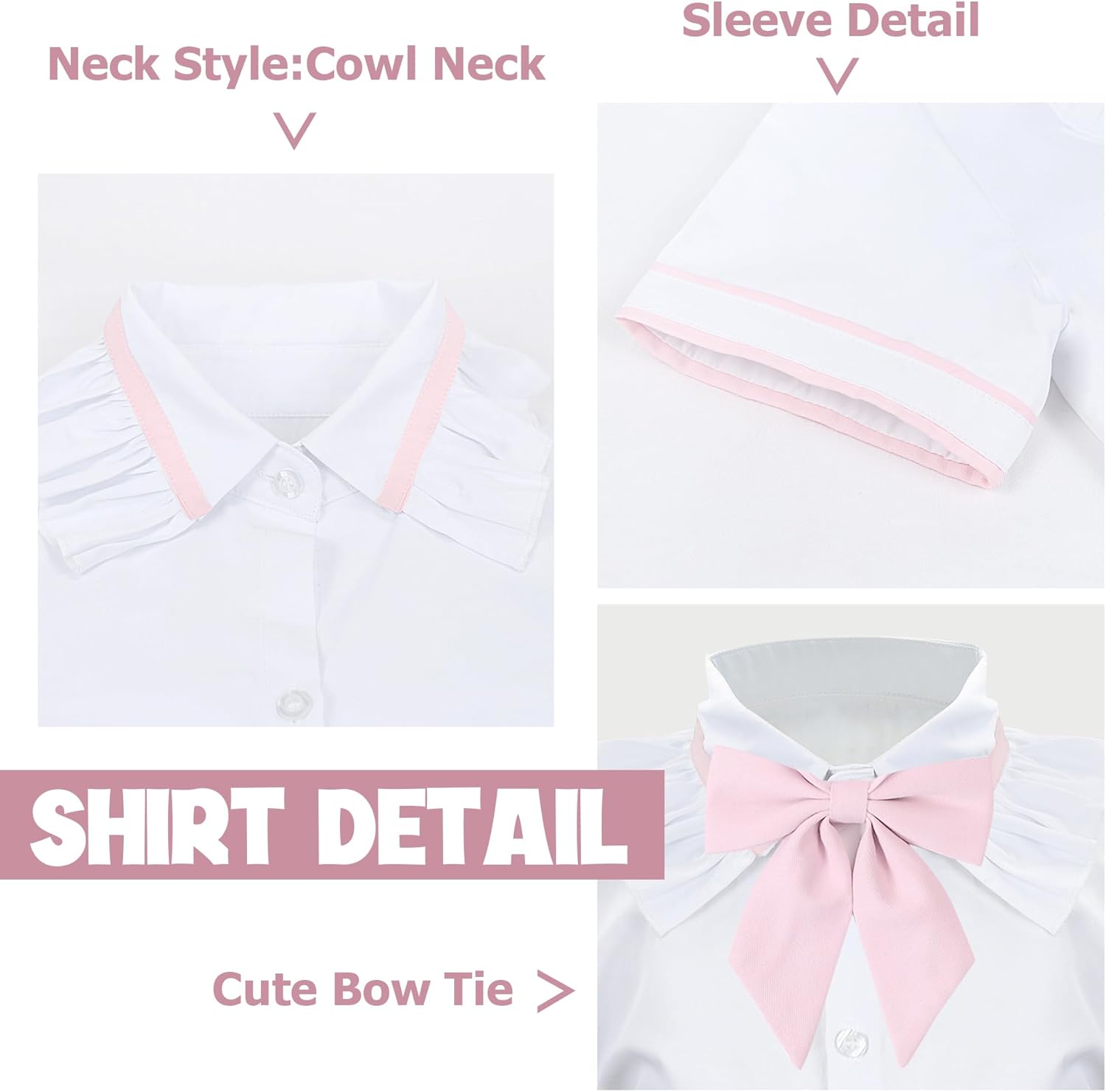 Girls' School Uniform Skirt Set,Girls Bow Tie Shirt Top with Pleated Mini Skirt Suit Costume Cute Student Outfit Set - Image 4