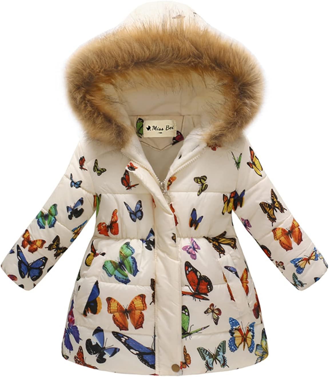 Girl's Winter Coat Jacket Hooded Kids Toddler Flower Print Parka Outwear Warm Cotton Puffer Hooded Jacket