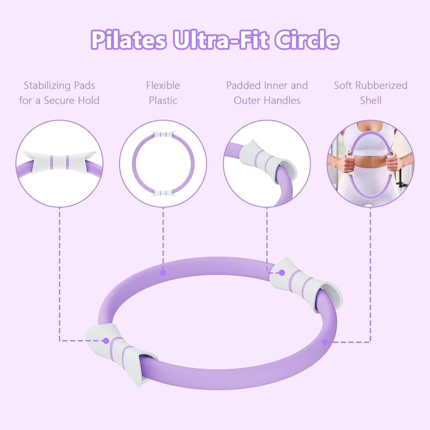 14" Pilates Ring - Magic Circle for Inner Thigh, Arm & Core Toning | Anti-Bend Foam Handles | Home Fitness Gear for Women - Image 6