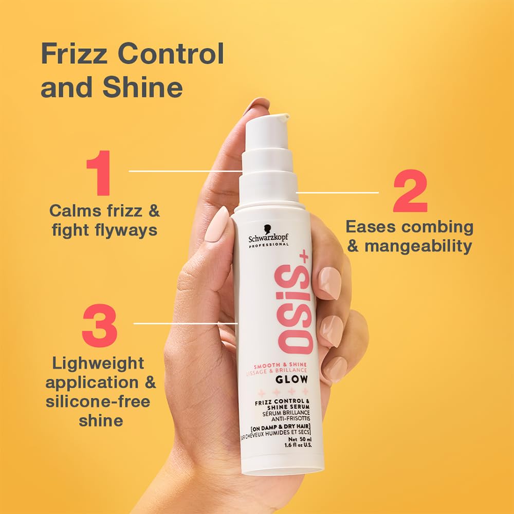 OSiS+ Glow Anti-Frizz Shine Serum - Lightweight Heat Protection & Frizz Control for All Hair Types - Image 4