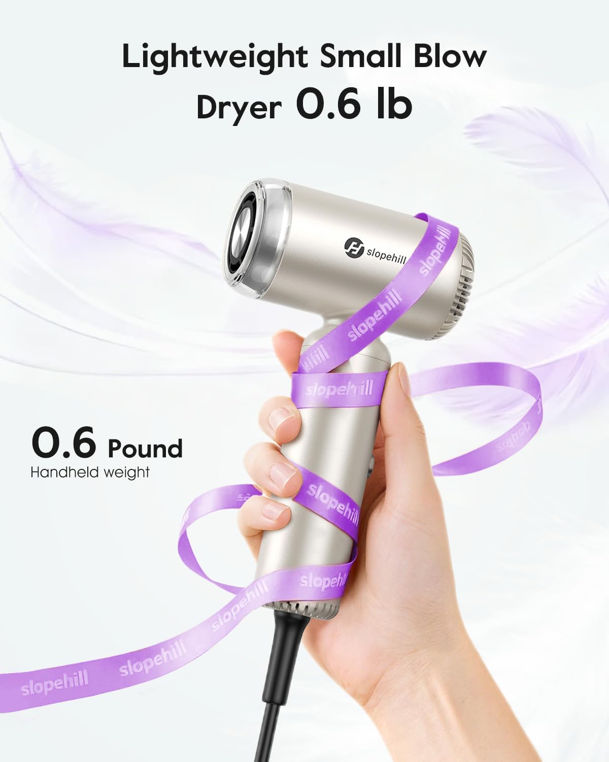 slopehill Dual Voltage Travel Mini Hair Dryer, Lightweight Ionic Blow Dryer, Professional Fast Drying, Compact Portabe Quiet Hairdryer with Magnetic Diffuser for Women, International European 100-240V - Image 4