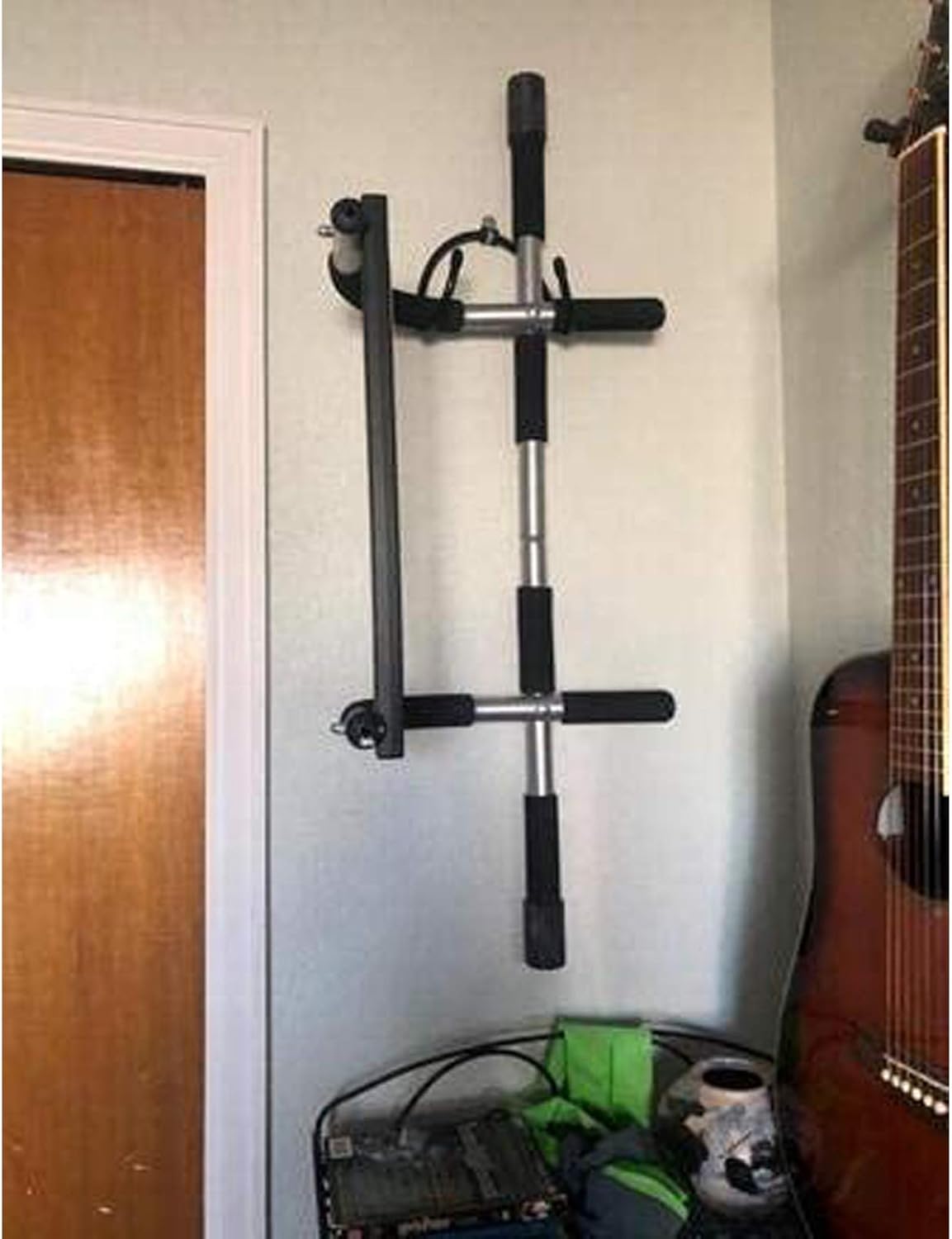 Chin up Bar Storage Pull up Bar Rack Exercise Strength Fitness Bar Holder Workout Equipment Shelf - Solid Quality Wall Mountable for Your Fitness Class or Home Gym, Metal, Adjustable Size, Up to 20Lbs - Image 2