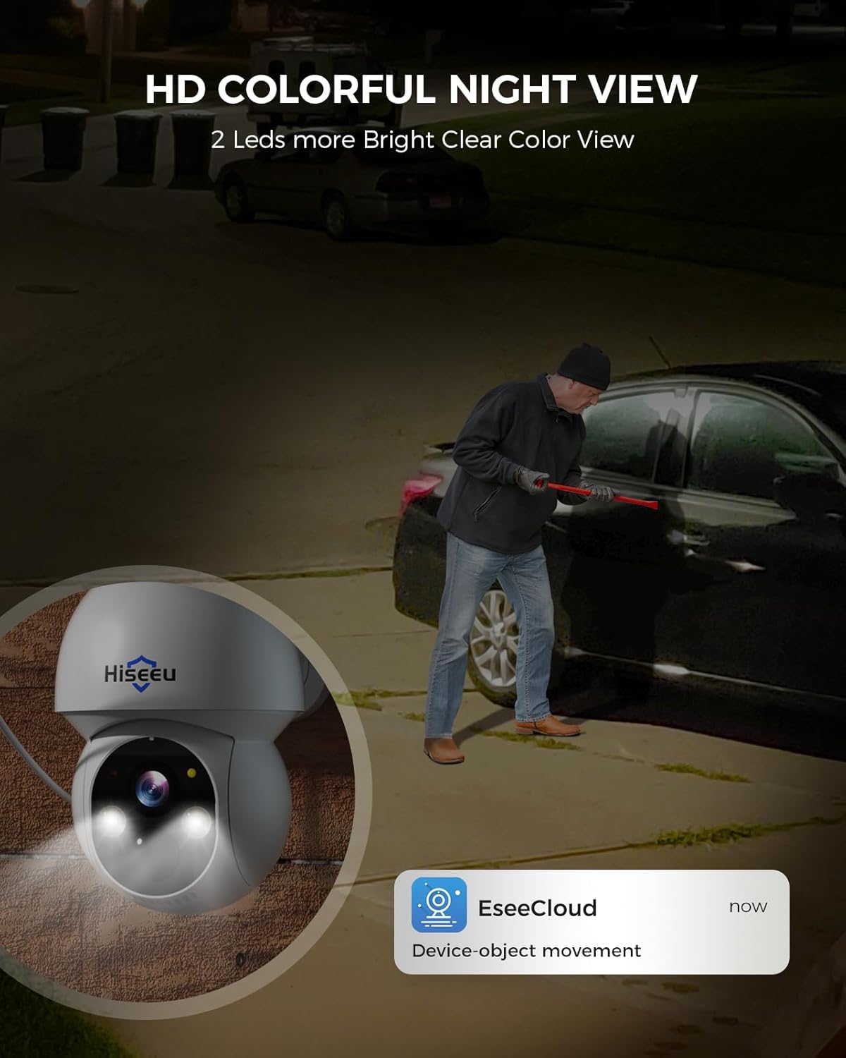 Hiseeu Solar Security Camera Outdoor,4MP Cameras,Wireless Home Security Cameras System,Color Night Vision,Solar-Powered, 2.4G/5G WiFi, 360° Pan & Tilt,500GB HDD,No Subscription - Image 7