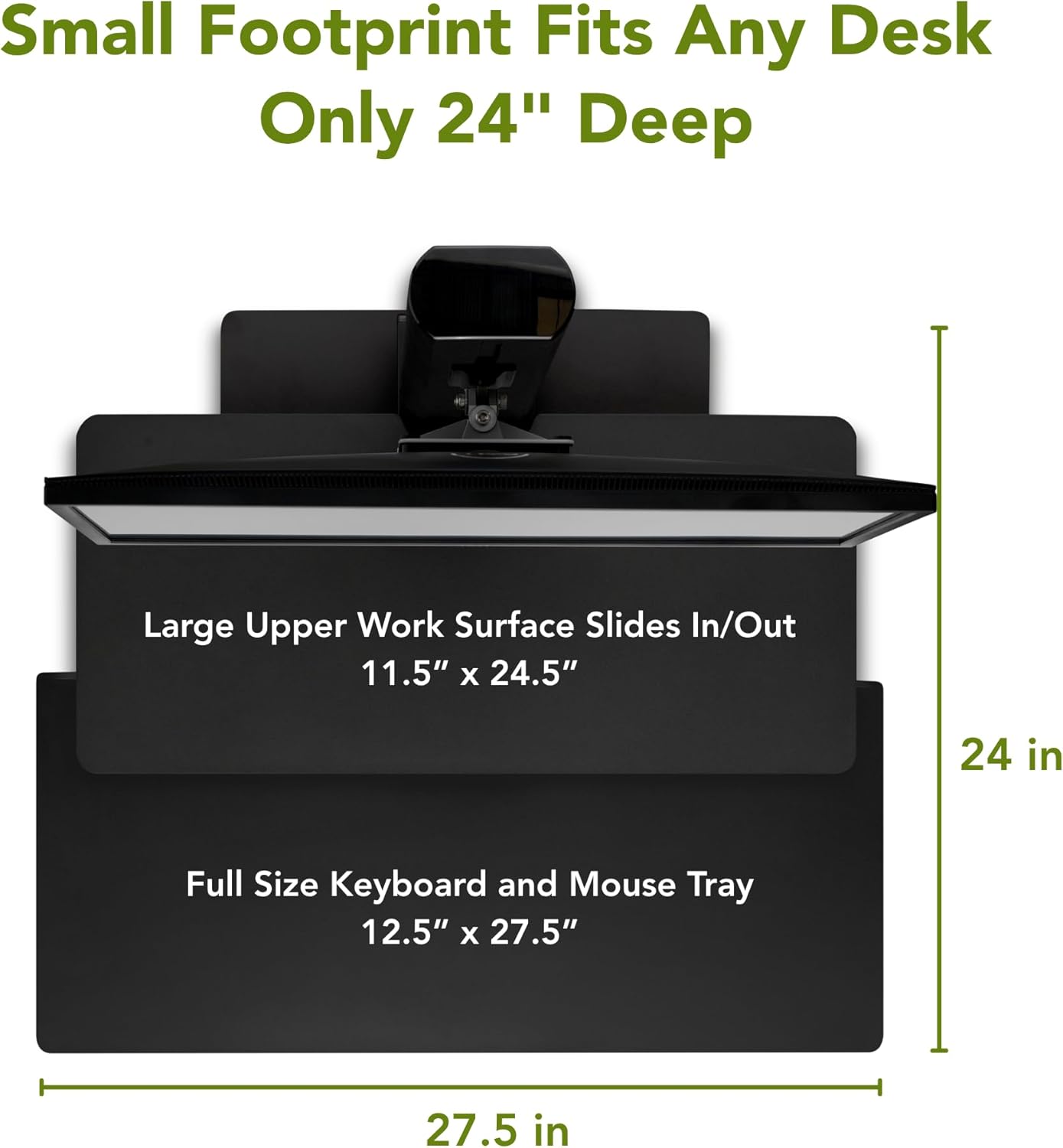 Perfect POSTURE Sit2Stand Standing Desk Converter with Dual Monitor Mount – 18” Height Adjustable Sit-Stand Workstation – Black - Image 3