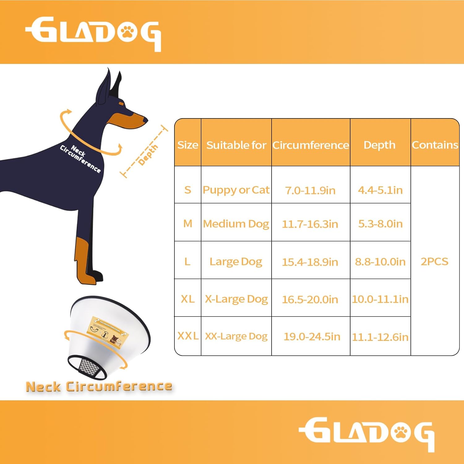 Soft Dog Cone Collar, 2 PCS (for Right Size) Flexible Plastic Cone for Dogs After Surgery, Dog Recovery Collar, Adjustable E-Collar for Large/Medium/Small Dogs Cat, Comfy Elizabethan Collar (M) - Image 4