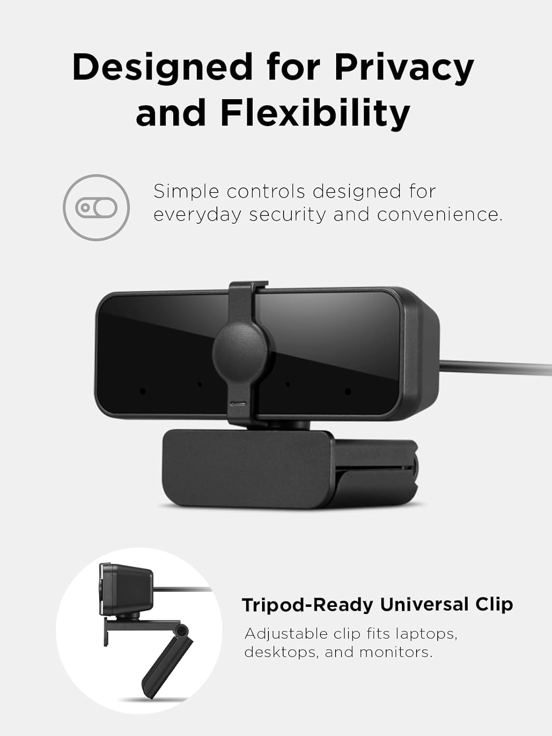 Lenovo Essential FHD Webcam Gen 2, Full HD, 1080p, Dual Microphones, 85 Degree FOV, 30 fps, USB-A Connection, Bulit-in Manual Privacy Shutter, Black - Image 7
