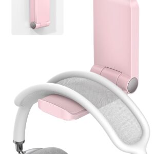 Lamicall Headphone Stand, Sticky Headset Hanger – Adhesive Headphone Holder Hook Mount, Headset Stand Holder Clip Under Desk, Earphone Clamp for Airpods Max, HyperX, Sennheiser, Pink