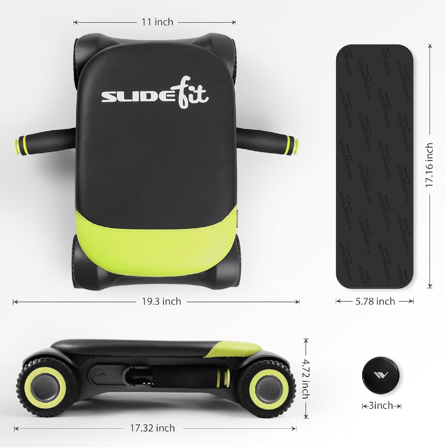 WONDER CORE Slide Fit, Ab Roller Board with 4 Wheels, Automatic Rebound Abdominal Wheel for Core Workout, Ab Exercise Equipment, Abdominal Exerciser, Heroboard Fitness Rolling Board with Knee Pad - Image 3