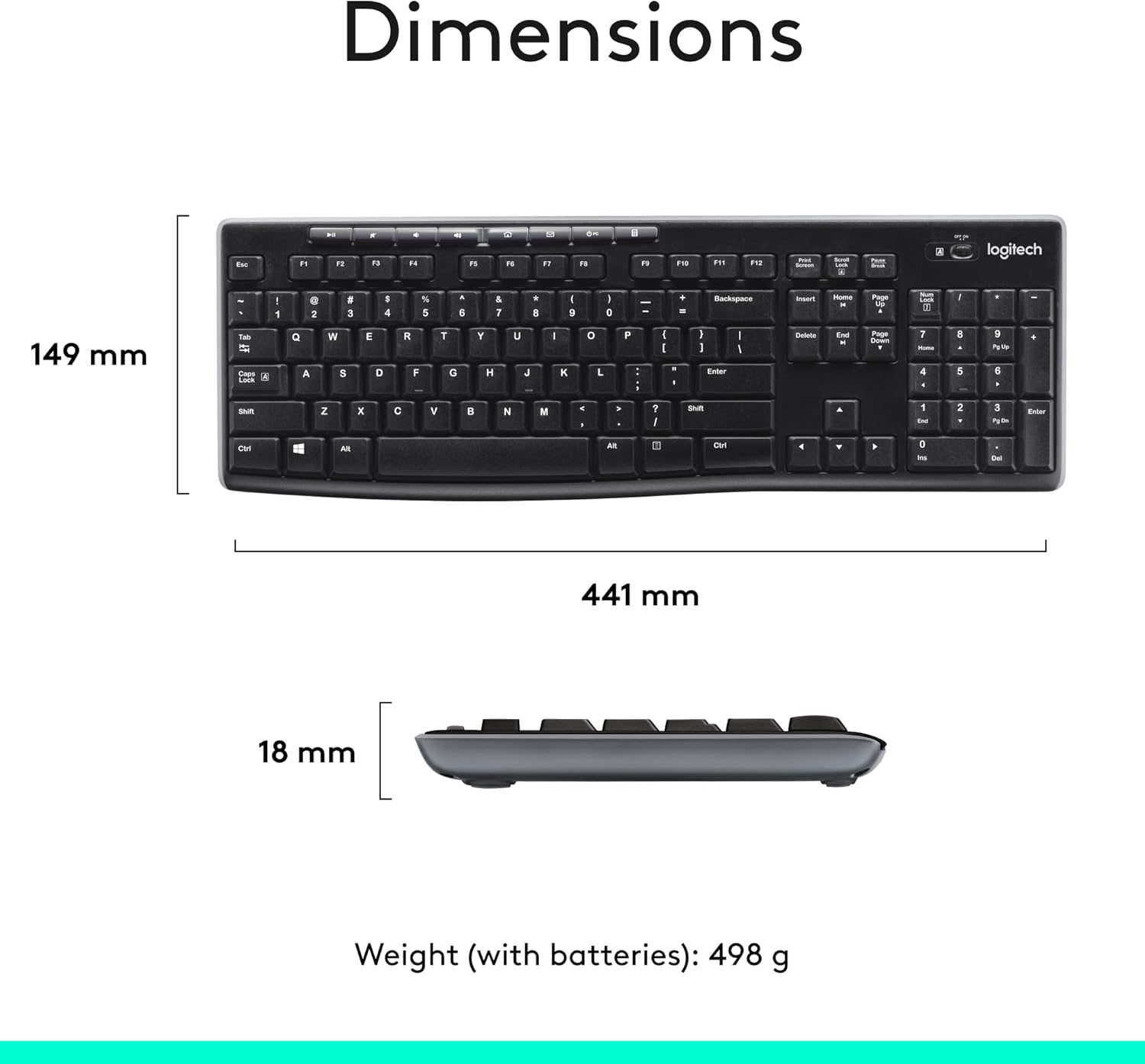Logitech MK270 Wireless Keyboard and Mouse Combo for Windows, 2.4 GHz Wireless, Compact Mouse, 8 Multimedia and Shortcut Keys, 2-Year Battery Life, for PC, Laptop - Black - Image 9