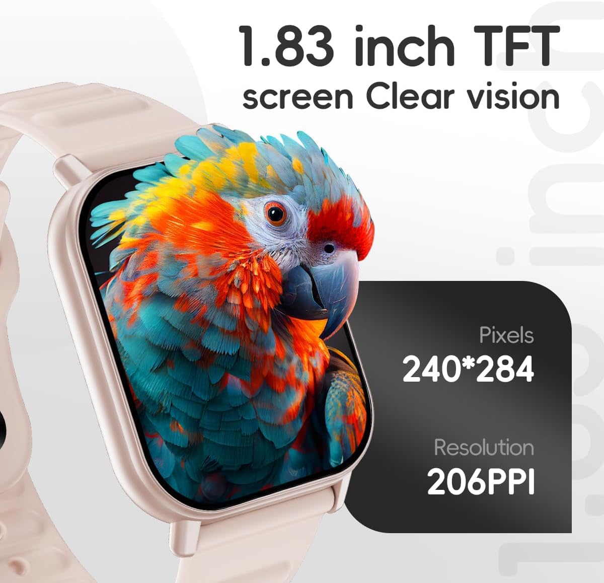 Smart Watch Sports Pedometer, Fitness Tracker Bluetooth Call Heart Rate Blood Oxygen Sleep Monitor, 100 Sports Modes Waterproof for iOS Android Men's Women's Smart Watch (Pink) - Image 3