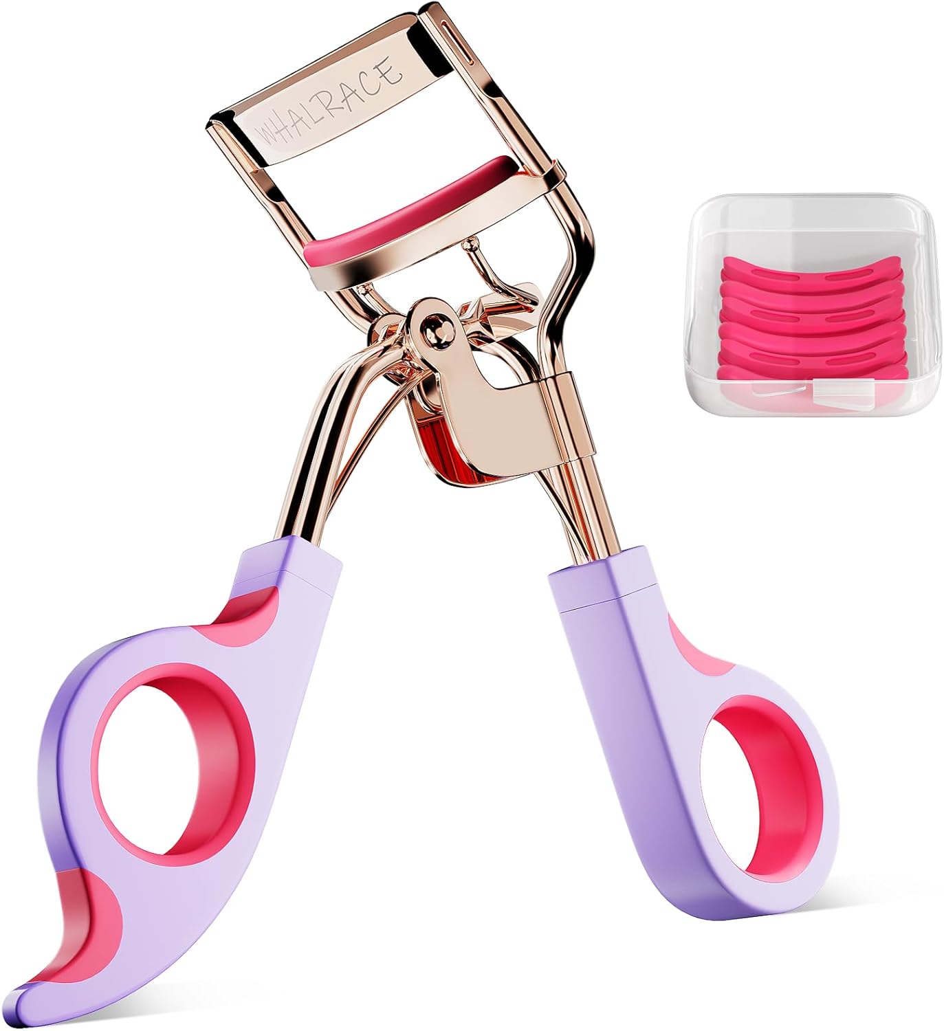 Eye Lash Curler with 6 Replacement Pads, Whalrace Eyelash Curlers Superior Curling Effect, Beautiful and Easy to Identify, Valentine's Day Gift for Her, Beauty Enthusiasts -Rose Gold Purple Red