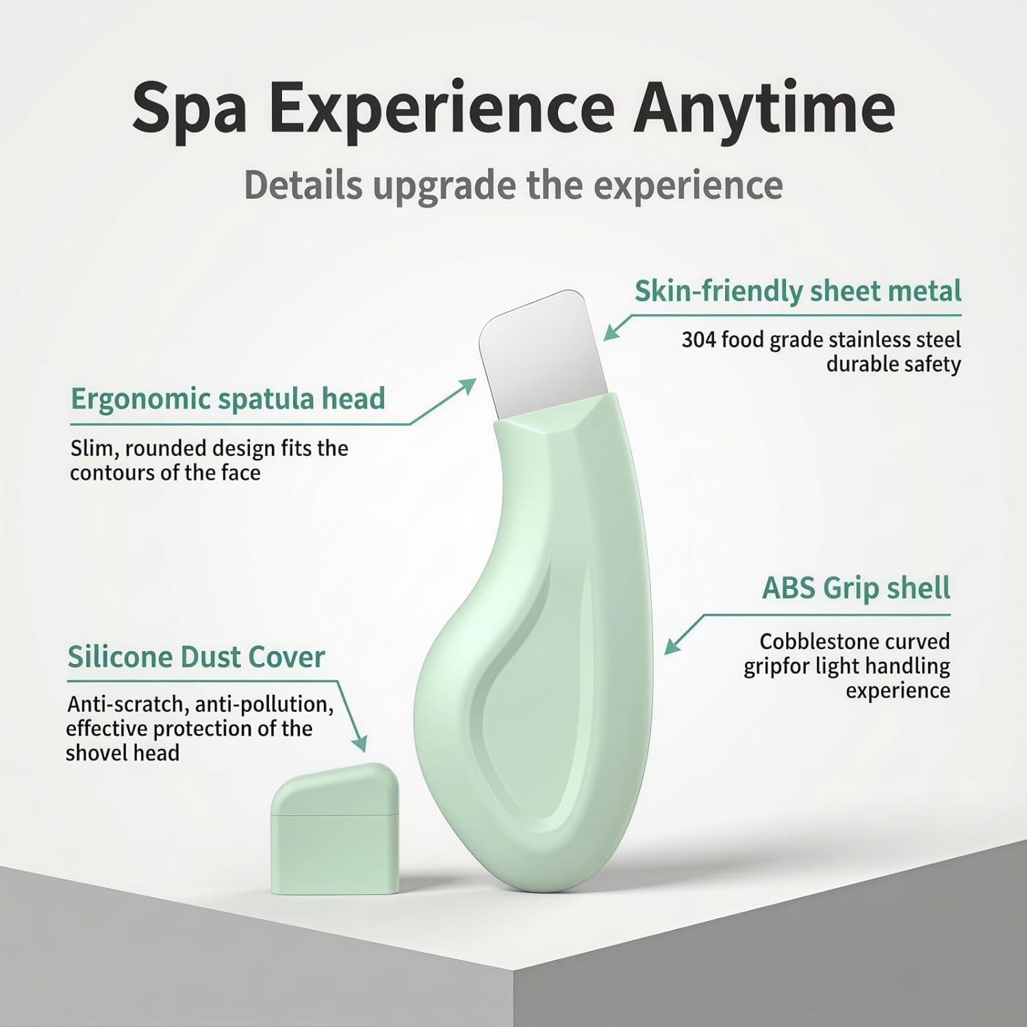 Sookga Blackhead Remover Tool, Stainless Steel Face Scraper for Deep Cleansing, Skin Scrubber Face Spatula with Silicone Cover, Nose Blackhead Remover, Skin Care Tool for Men and Women (Green) - Image 2