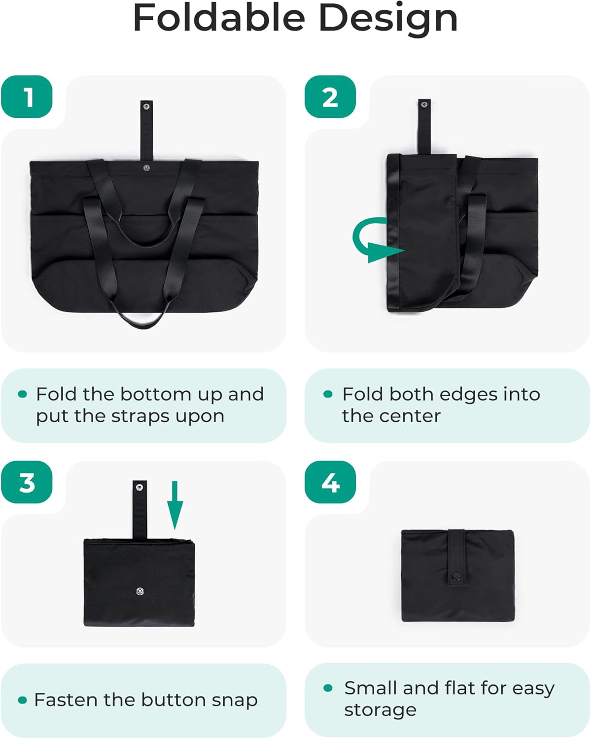 BAGSMART Tote Bag for Women, Foldable Tote Bag With Zipper Travel Shoulder Bag Handbag for Work - Image 5