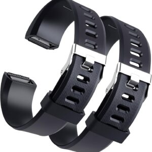 2-Pack Replacement Bands Compatible with ID115Plus HR, Soft TPU Fitness Tracker Wristbands with Secure Buckle, Adjustable Strap for Women and Men, Black