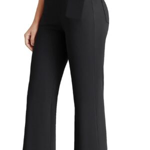 DLOODA Dress Work Pants Women Business Casual Slack Trousers Stretchy Pull On Office Flare Pants with Pockets