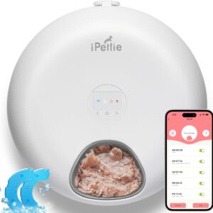 iPettie Donut Frost WiFi 6 Meal Automatic Cat Dispenser with App Control, Dry & Wet Food Automatic Cat Feeder, Smart Dog Feeder with Two Ice Packs, Programmable Timer, Holds 6 x ½ lb. of Food