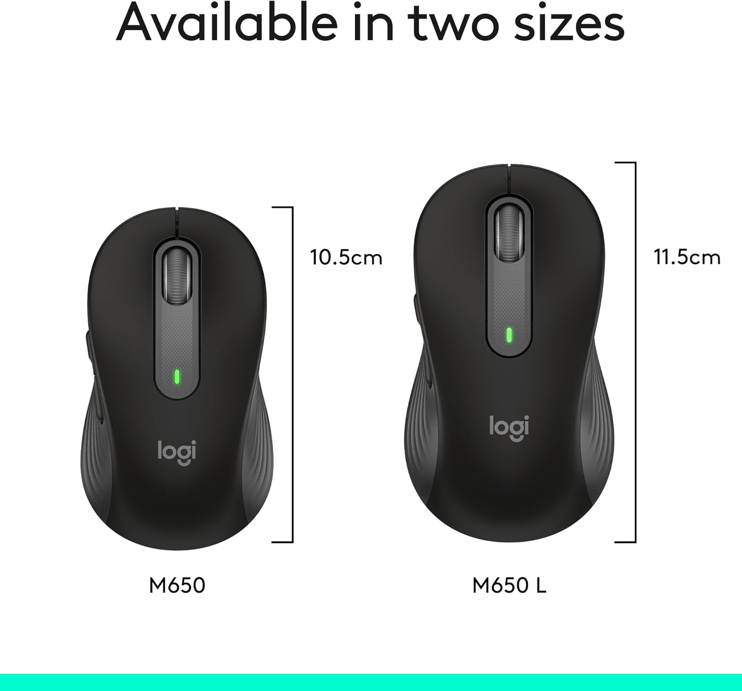 Logitech Signature M650 L Full Size Wireless Mouse - for Large Sized Hands, 2-Year Battery, Silent Clicks, Customizable Side Buttons, Bluetooth, for PC/Mac/Multi-Device/Chromebook - Black - Image 10
