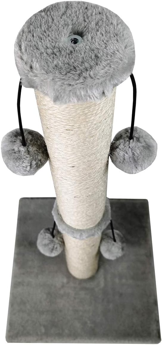 Dimaka 29'' Cat Scratching Post, Natural Sisal Rope Scratcher Post, Kitten Claw Scratch with 4 DanglingToy Balls for Large Cats (Grey) - Image 4