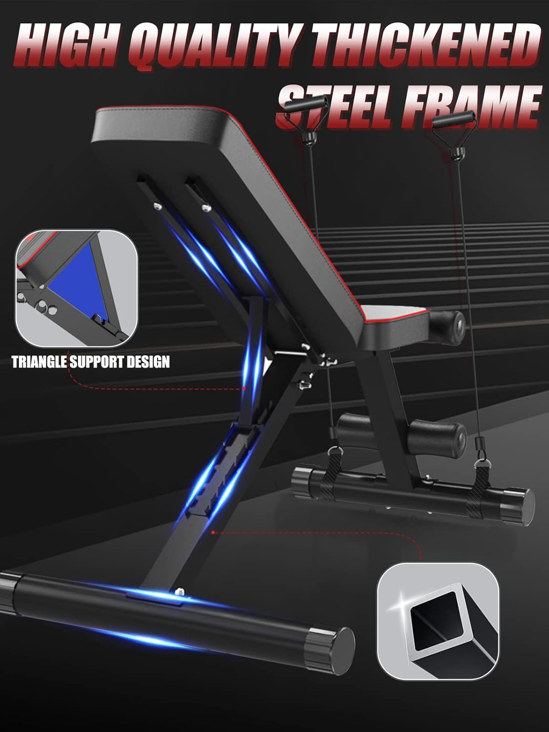 YOLEO Adjustable Weight Bench - Utility Weight Benches for Full Body Workout, Foldable Incline/Decline Bench Press for Home Gym - Image 5