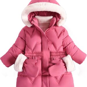 AiWMGL 3T 4T 5T 6T Toddler Girls Winter Coat Jacket Outwear Clothes Warm Overcoat Snowsuit Puffer Parka Fur Lined Hood Kids