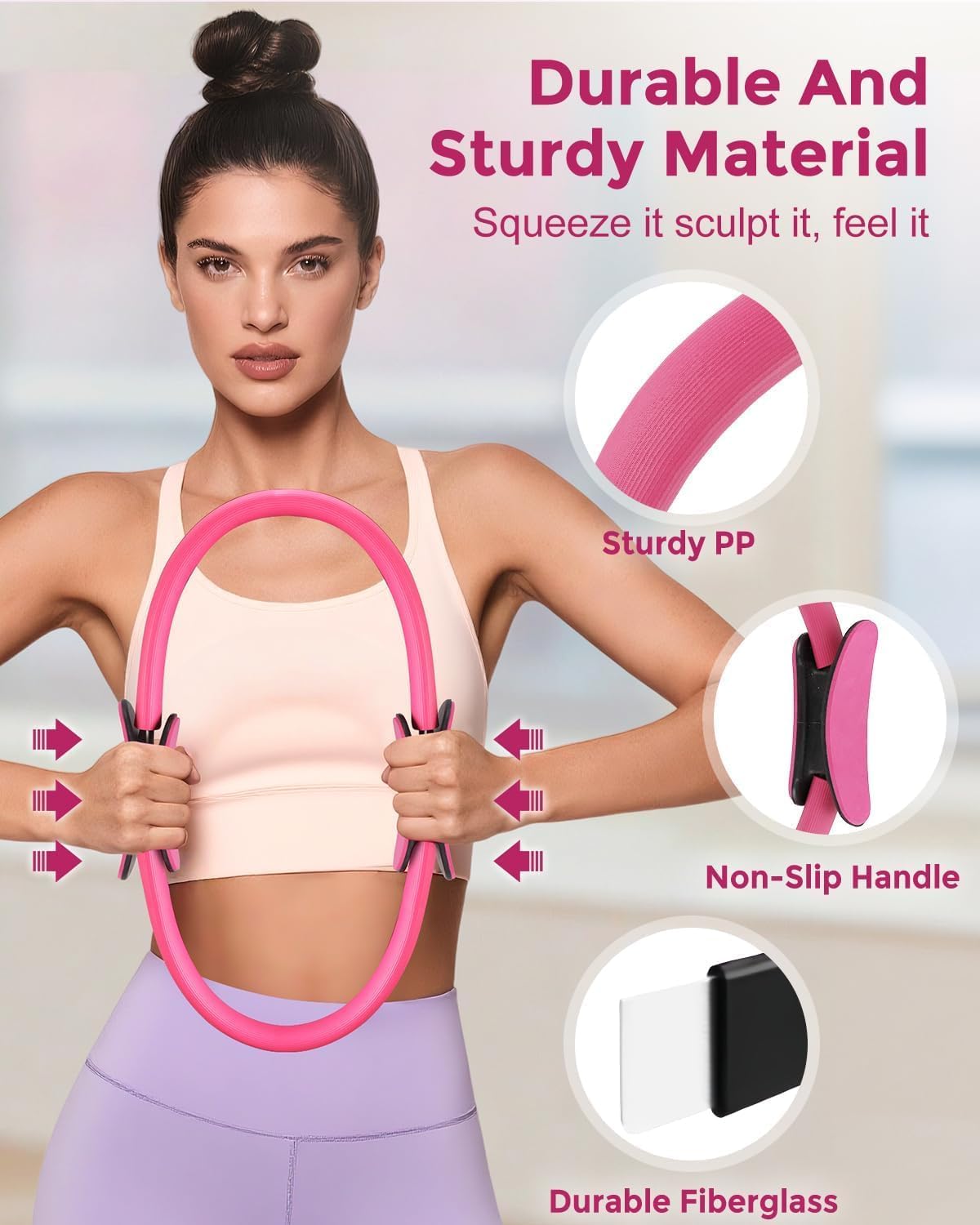 Home Pilates Essentials Kit for Women, Magic Circle Pilates Equipment Ring and Ball Set, Resistance Bands Workout Guide Video for 28 Day Pilates Challenge Starter Kit for Beginners - Image 8