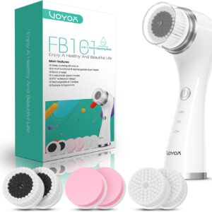 VOYOR Facial Cleansing Brush Electric for Deep Skin Cleansing Face Scrubber Rechargeable for Exfoliating and Removing Blackhead Spin Face Brush for Massaging, Remove Makeup Facial Brush FB101