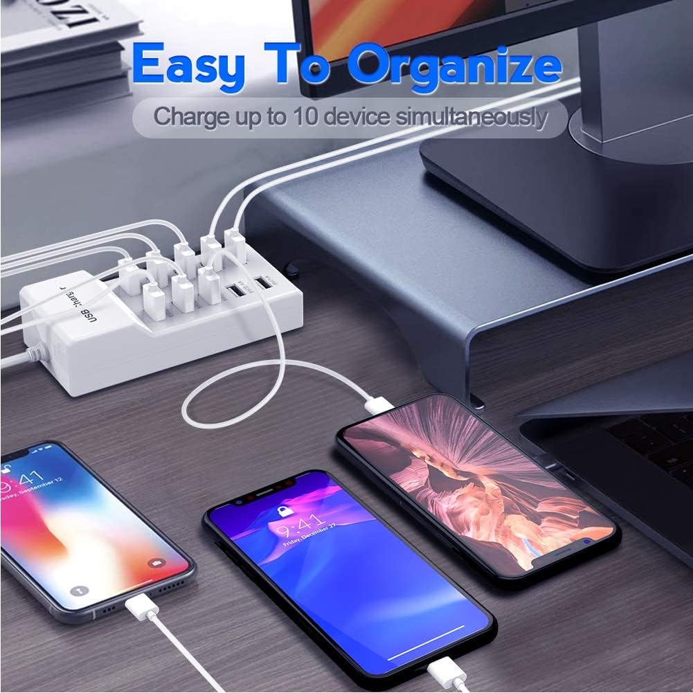 10-Port USB Wall Charger Station with Rapid Charging Auto Detect Technology Safety Guaranteed Family-Sized USB Ports for Multiple Devices Smart Phone Tablet Laptop Computer - Image 5