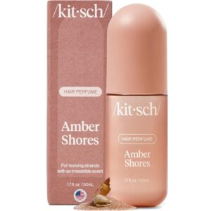 Kitsch Hair Perfume for Women – Amber Shores | Clean, Deodorizing & Patented Odor-Eliminating Technology Hair Spray & Body Mist – Freshen Hair, Body & Pillows – Woody Aquatic Scent – 50mL