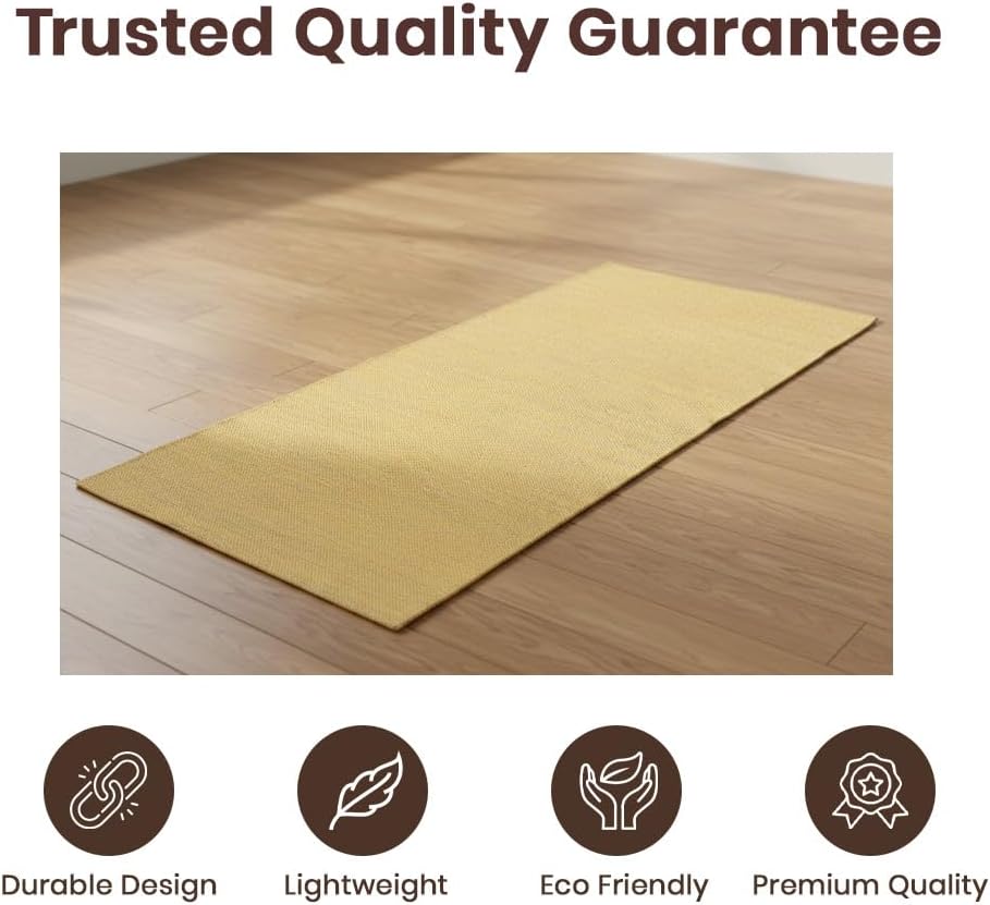 LFH Home Handmade Cotton Yoga Mat Cotton Rug picnic mat For Exercise, Workout, Fitness - Perfect Heavy Quality Eco Friendly Natural Cotton Woven Reversible Yoga Mats for Men & Women - 72x26 Inch. - Image 7