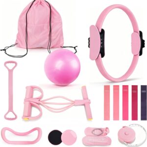 15-in-1 Pilates Kit for Women – Home Pilates Workout Kit with Pilates Ring, Yoga Ball, Exercise Bands, Sliders, Socks & Bag – Pilates Essentials Kit for Home Workouts, Pilates Sets for Women