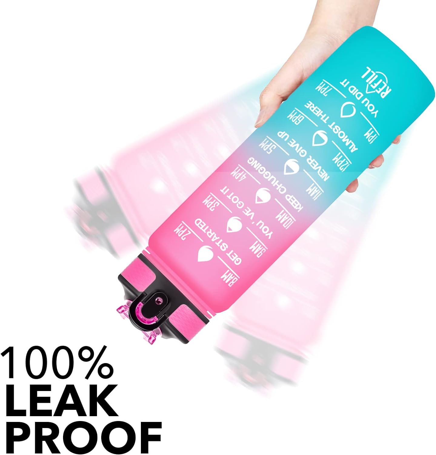 Hyeta 32 oz Water Bottles with Times to Drink and Straw, Motivational Water Bottle with Time Marker, Leakproof, Drinking Sports Water Bottle for Fitness, Gym and Outdoor - Image 3