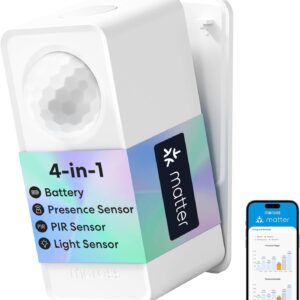 meross Matter Presence Sensor MS605, Battery-Powered 4-in-1 Smart Motion Sensor with AI Learning, IP67 PIR & Light & mmWave Radar, Matter Over Thread, Supports Home Assistant, HomeKit, Alexa (1 Pack)