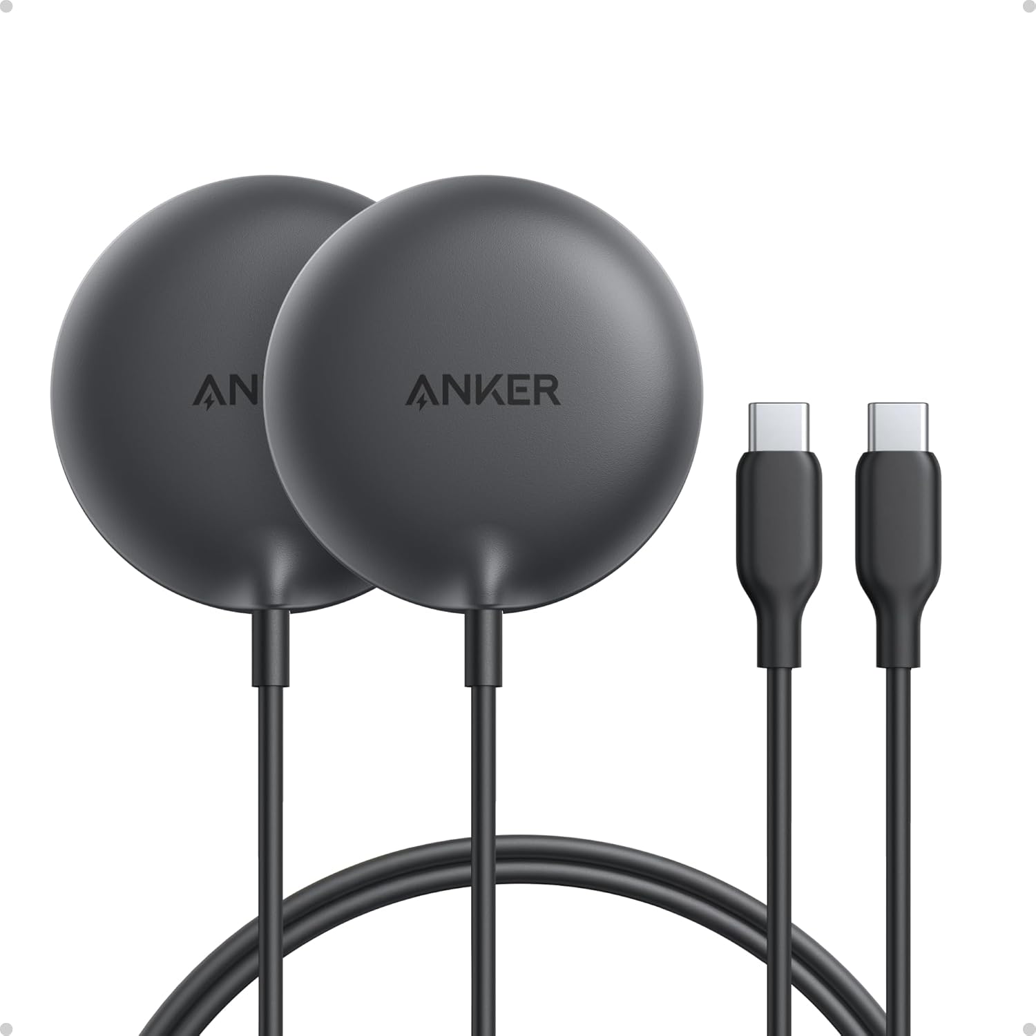 Anker Zolo Magnetic Wireless Charger, Qi2 Certified 15W MagSafe-Compatible Wireless Charging Pad, for iPhone 17/16/15 Series, AirPods(Not for Pixel, Adapter Not Included) (Black, 2 Pack)