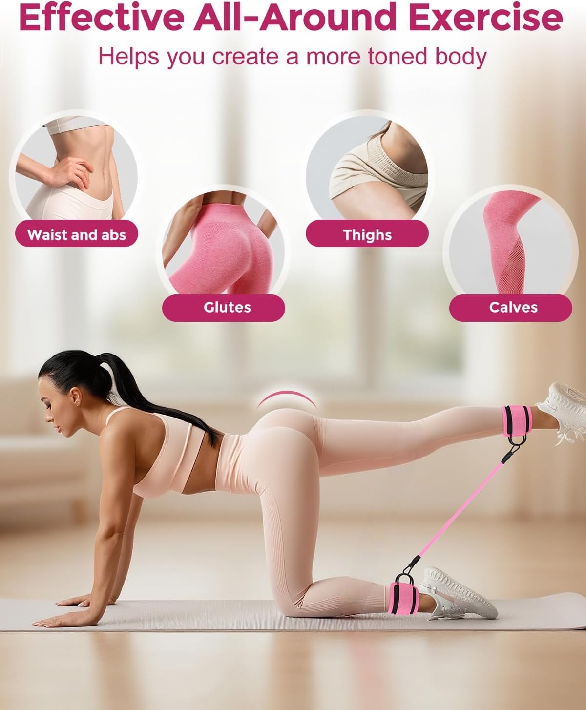 Home Pilates Essentials Kit for Women, Magic Circle Pilates Equipment Ring and Ball Set, Resistance Bands Workout Guide Video for 28 Day Pilates Challenge Starter Kit for Beginners - Image 5
